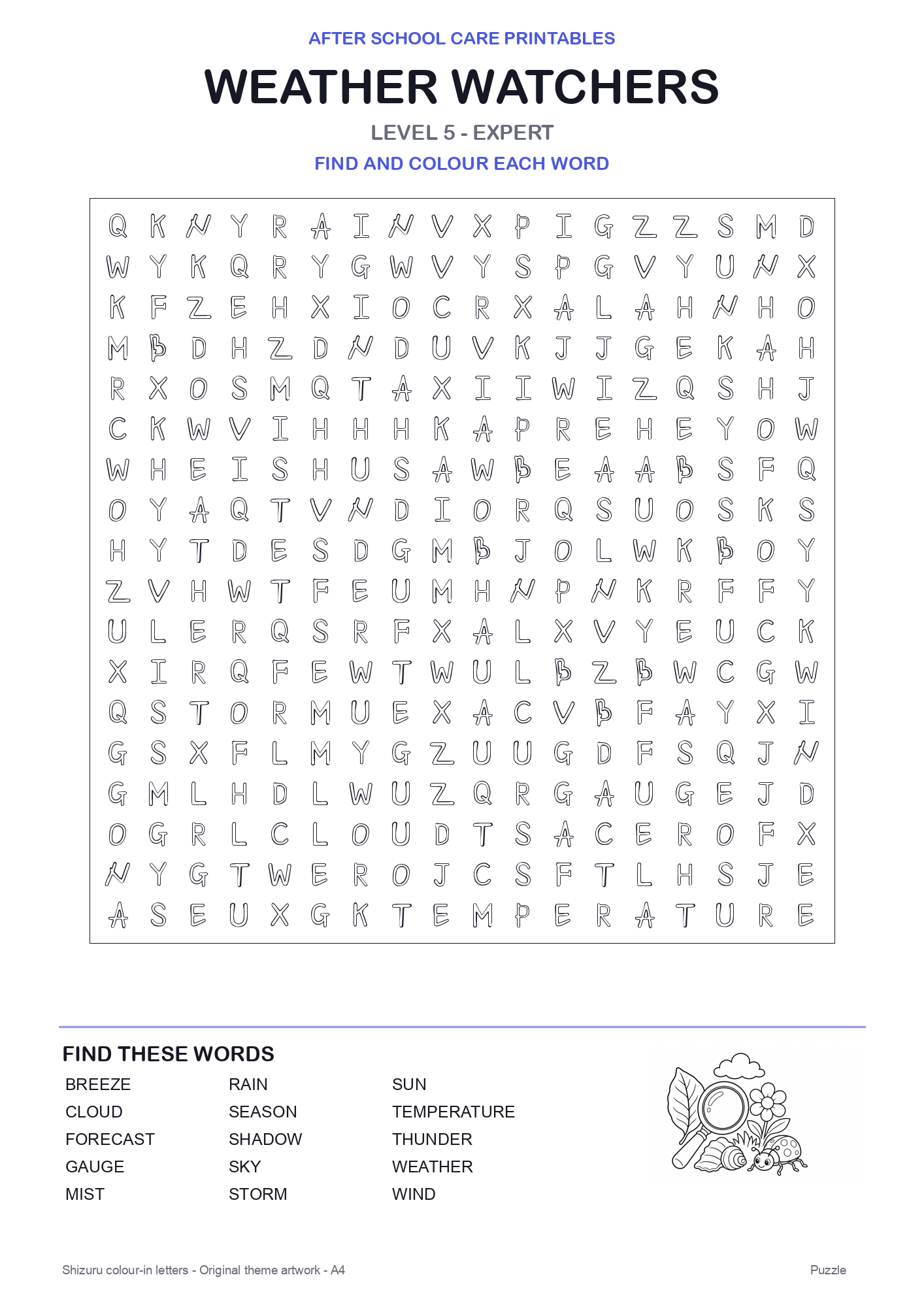 Weather Watchers Colour-In Word Search Pack level 5 preview