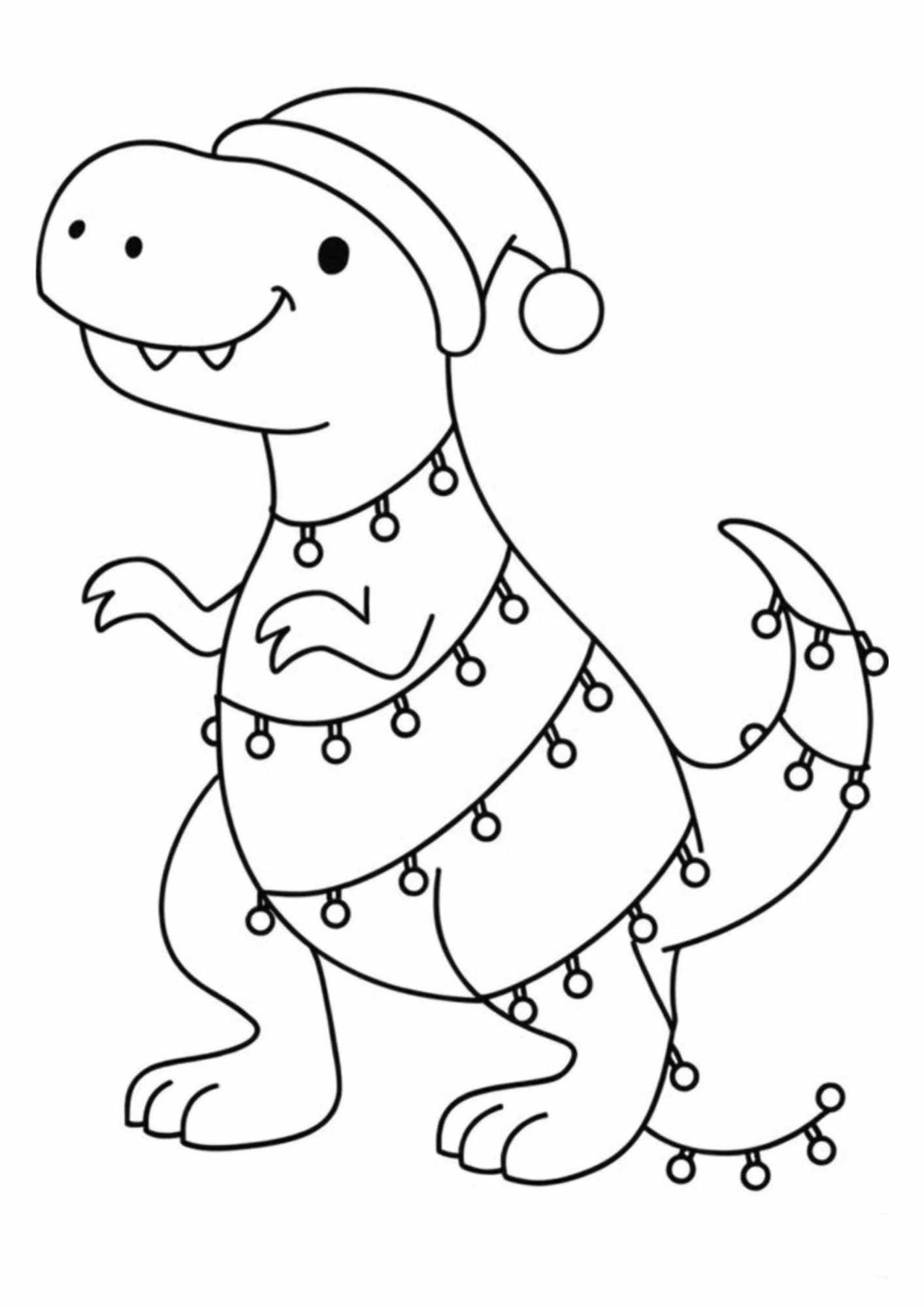 Free Dinosaur Christmas Coloring Pages for Kids
