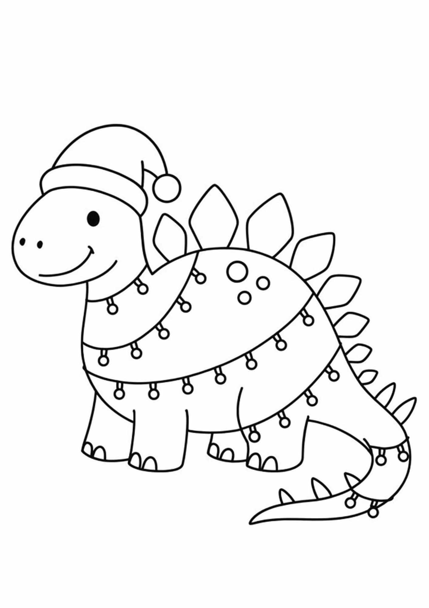 Free Dinosaur Christmas Coloring Pages for Kids - Image 4