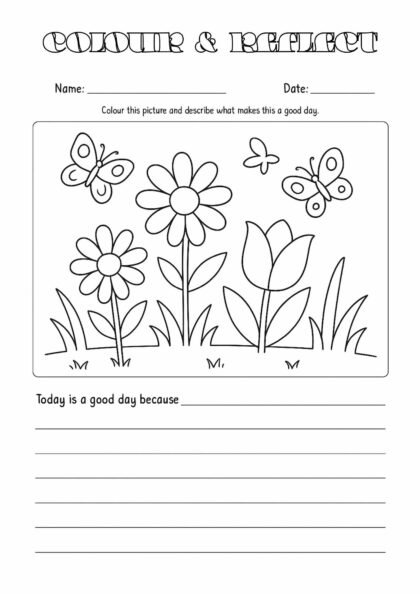Colour & Reflect Worksheet – Kids Write and Colour What’s Good