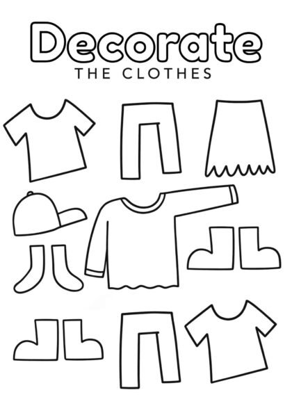 Decorate the Clothes Worksheet – Free Fashion Design Printable