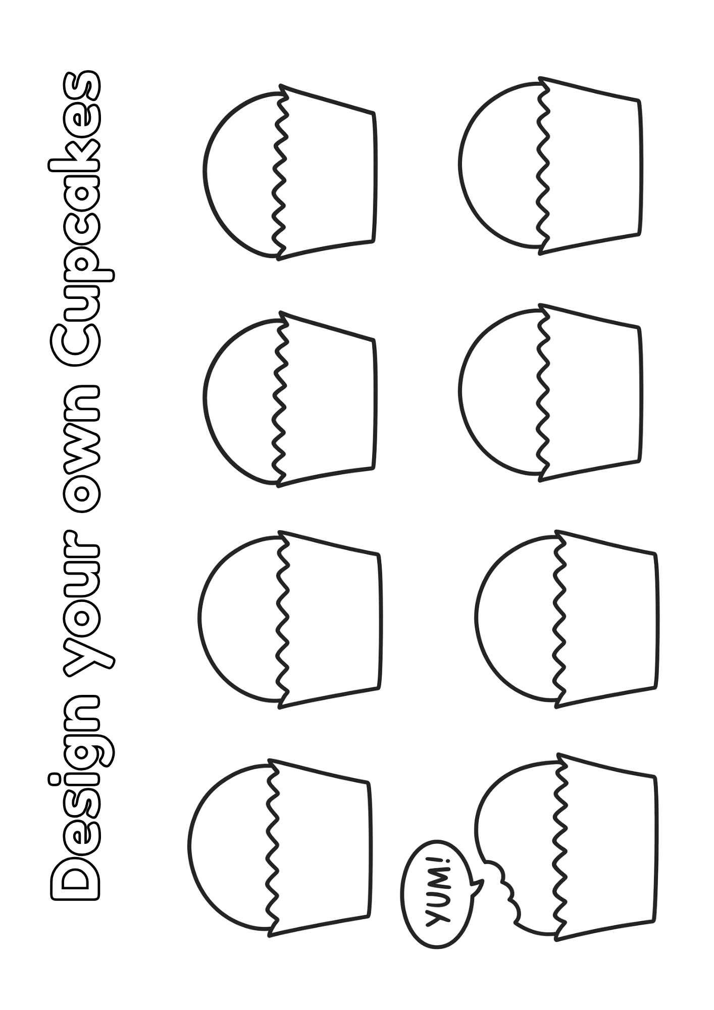 Design Your Own Cupcakes Worksheet – Fun Decorating Activity