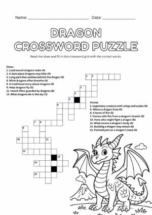 Dragon Crossword Puzzle Worksheet