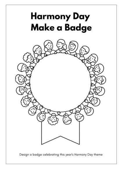 Harmony Day Badge Design Printable Worksheet