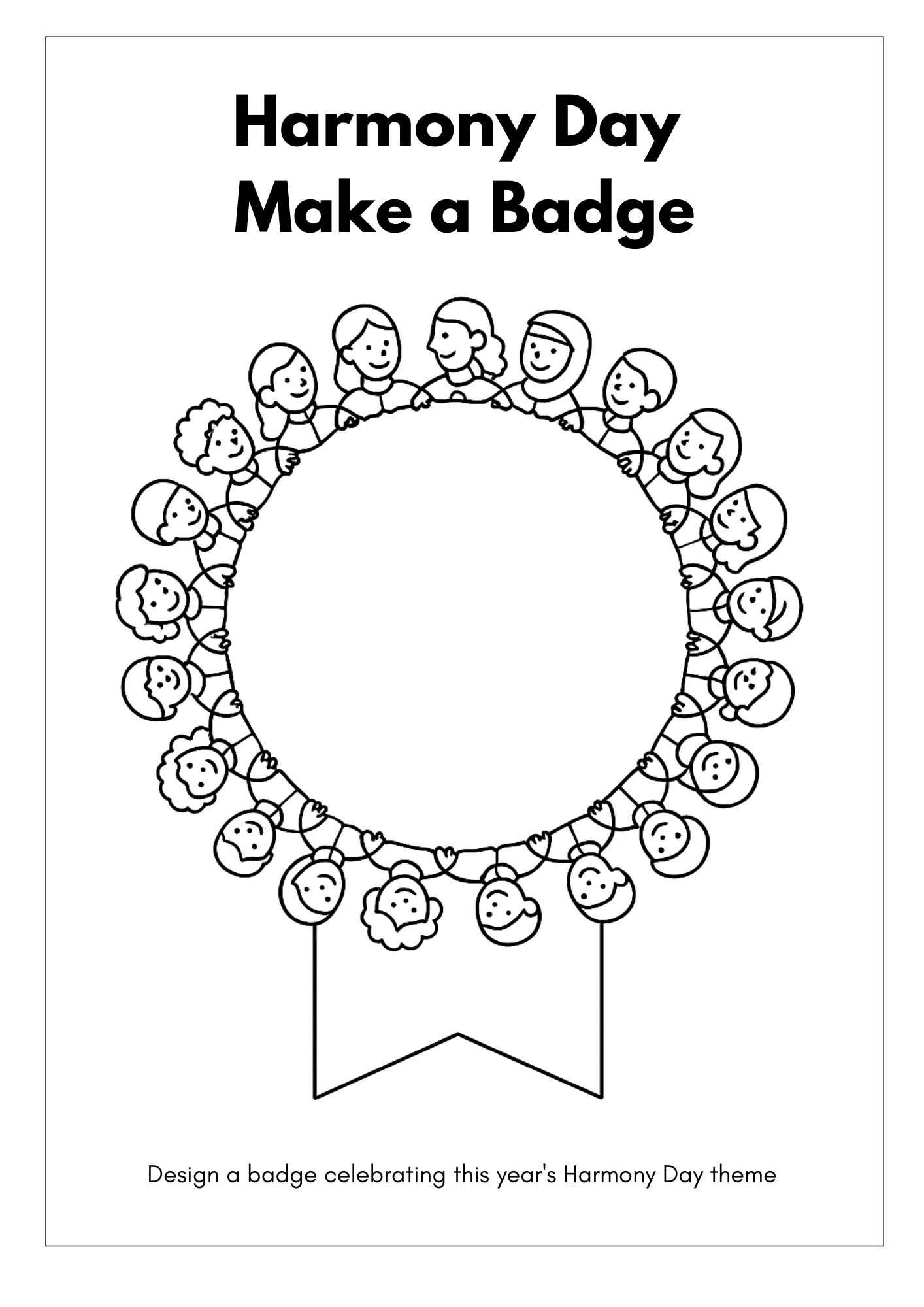 Harmony Day Badge Design Printable Worksheet