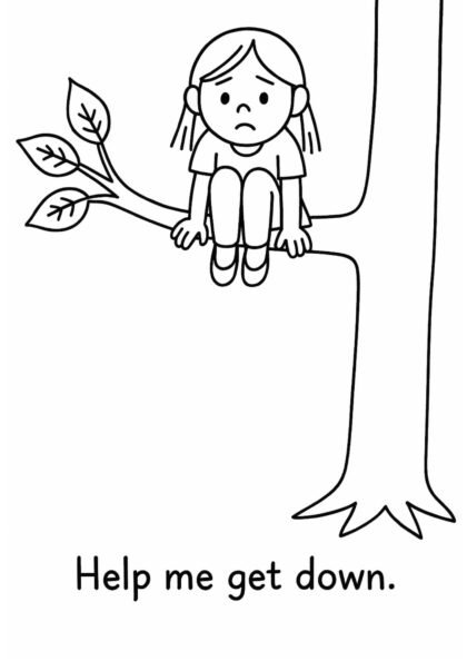 Help Me Get Down Drawing Worksheets for Kids