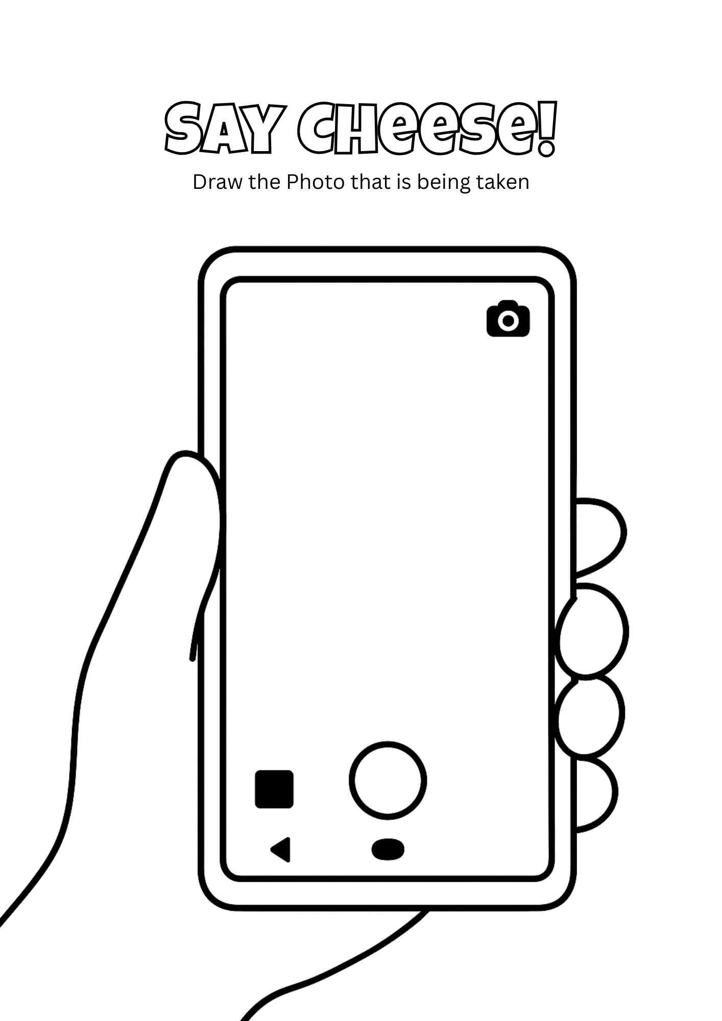 Say Cheese Drawing Worksheet – Creative Photo Prompt