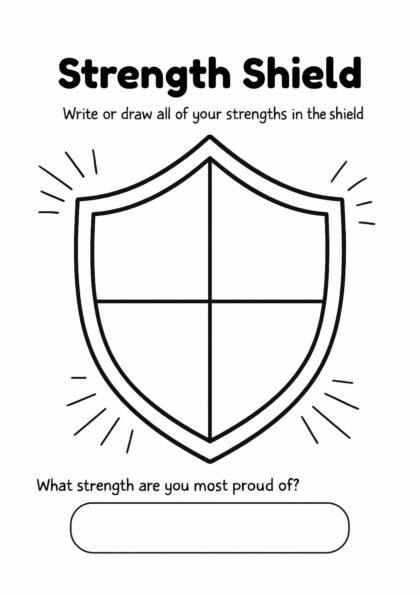 Strength Shield Worksheet – Discover Your Strengths Activity