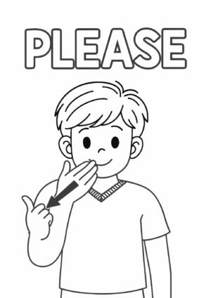 Free “Please” Auslan Colouring Page – Sign Language Worksheet
