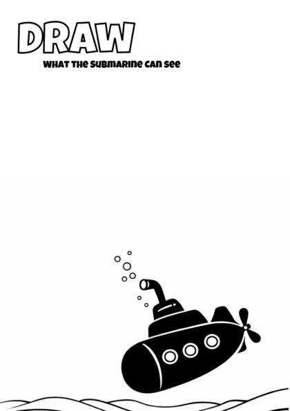 Draw What the Submarine Can See – Underwater Drawing Worksheet for Kids