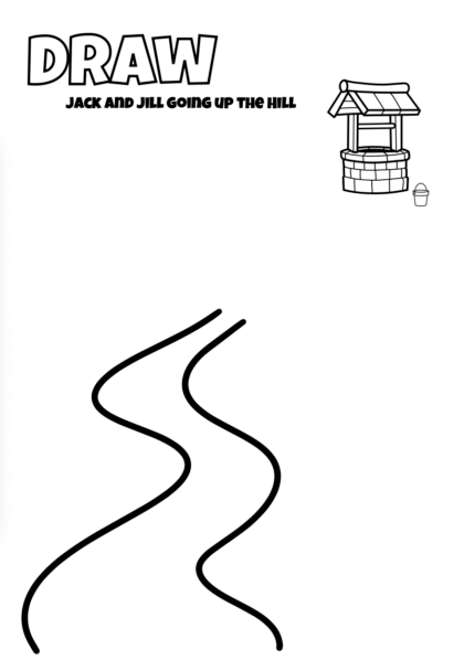 Draw Jack and Jill Going Up the Hill – Nursery Rhyme Drawing Worksheet for Kids
