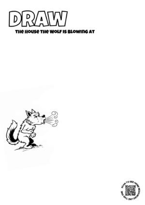 Draw the House the Wolf Is Blowing At – Three Little Pigs Drawing Worksheet