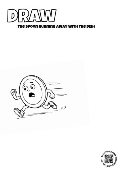 Draw the Spoon Running Away with the Dish – Nursery Rhyme Drawing Worksheet