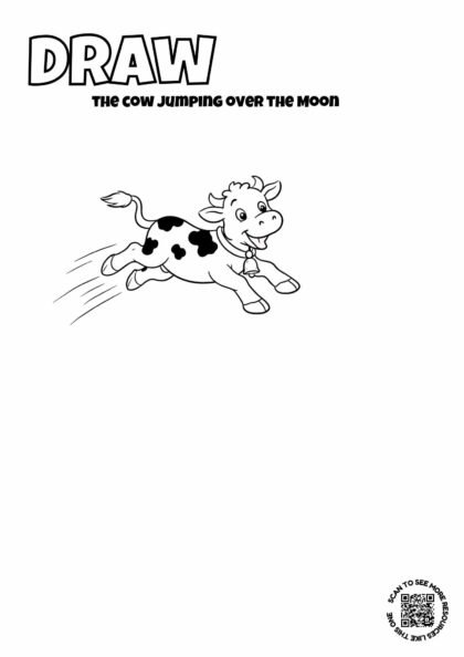 Draw the Cow Jumping Over the Moon – Nursery Rhyme Drawing Worksheet