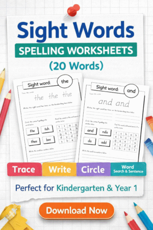 Sight Words Spelling Worksheets (20 High-Frequency Words)